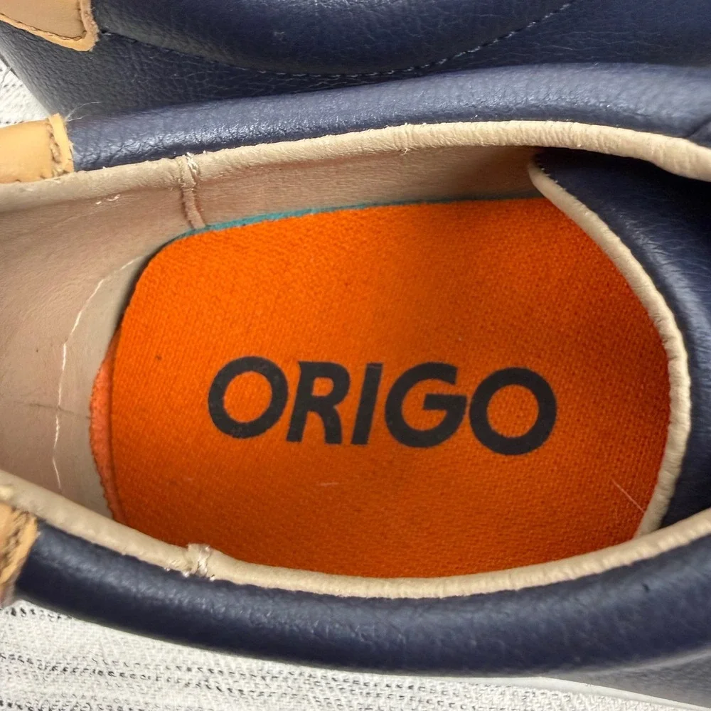 Origo Men's Navy Blue Natural Leather Everyday Sneaker Lace Up Size 8 Barefoot